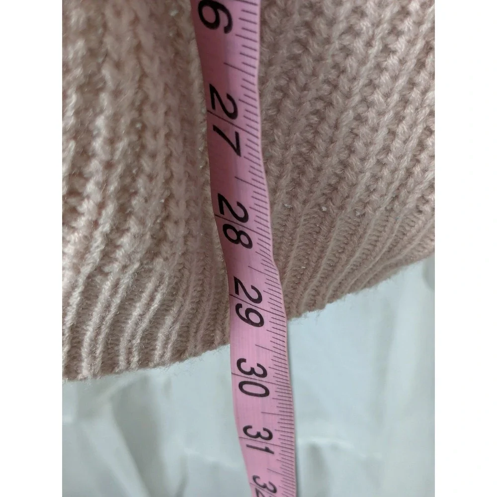 ANDTHEWHY Dusty Pink Fringe Long Sleeve Boxy Oversized Sweater Size M/L - Picture 7 of 8